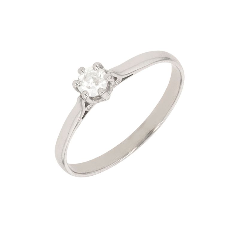 Solitaire diamant 0.20 carat or blanc 1.84g Comme neuf -  reconditionné disponible sur Gemme Les Bijoux